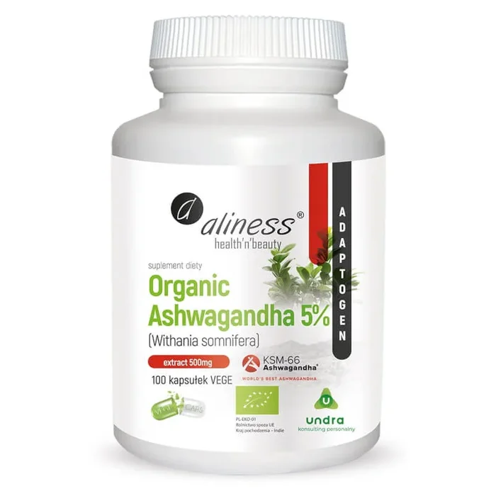 Bio-Ashwagandha 5% Bio-Ashwagandha withania somnifera KSM – 66 100 Kapseln ALINESS
