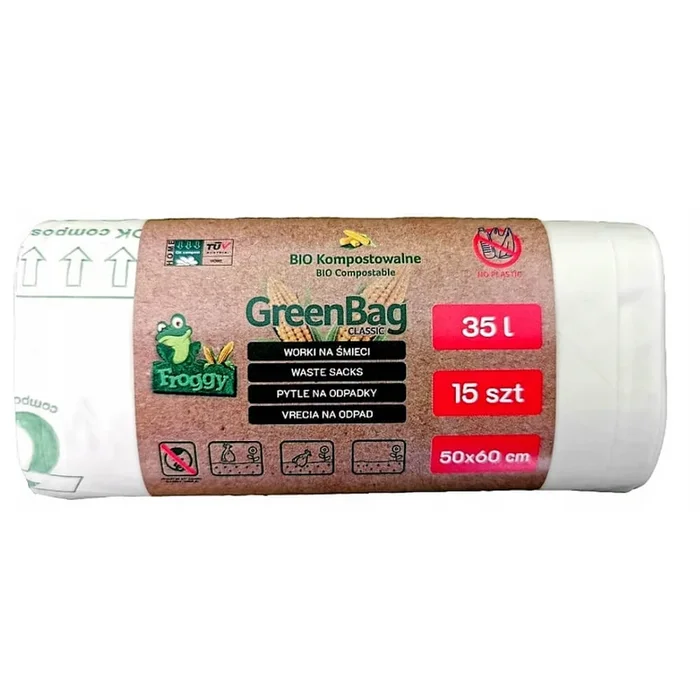 BIO- und Mischabfallbeutel (kompostierbar) 35 L 15 Stück – FROGGY