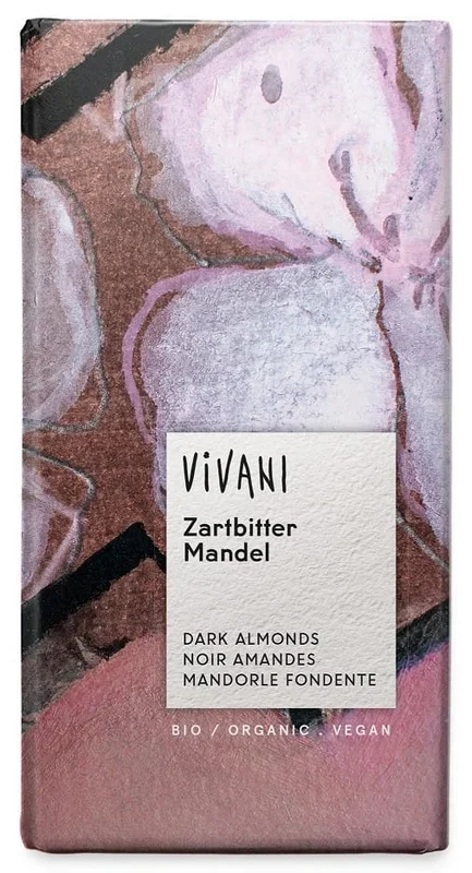 Bitterschokolade mit Mandeln BIO 100 g – VIVANI