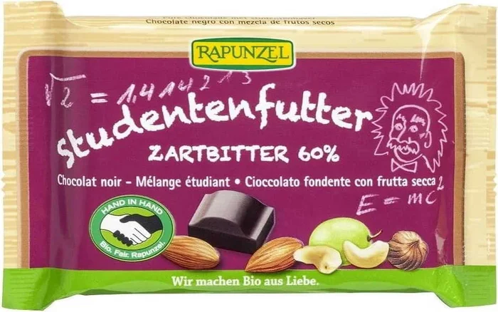 Bitterschokolade mit Nüssen und Trockenfrüchten BIO 100 g – RAPUNZEL
