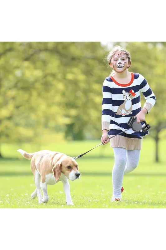 Black 5m Retractable Dog Lead with LED Torch