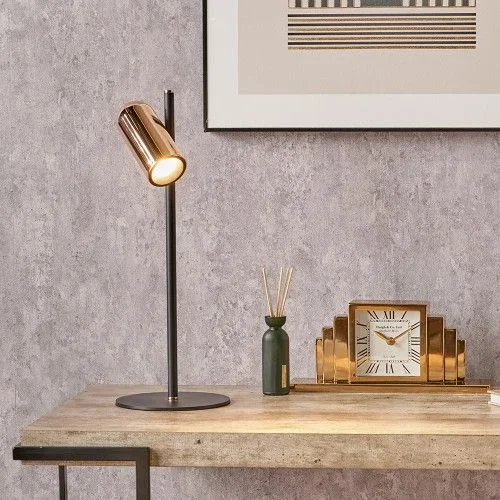 Black and Rose Gold Metal LED Table Lamp