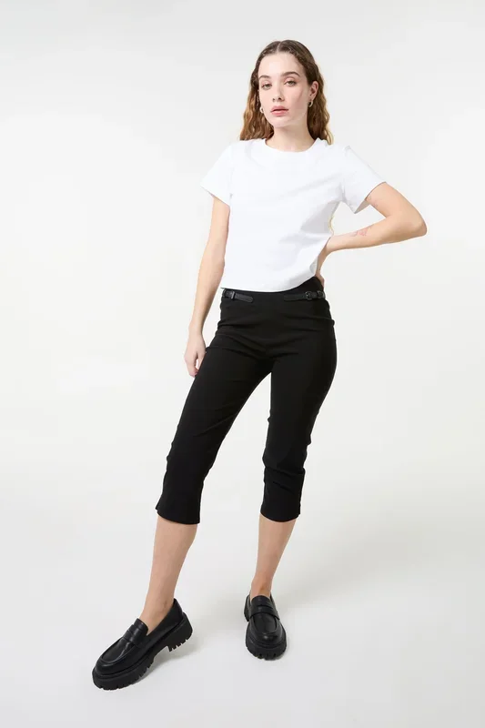 Black Capri Pants With Belts
