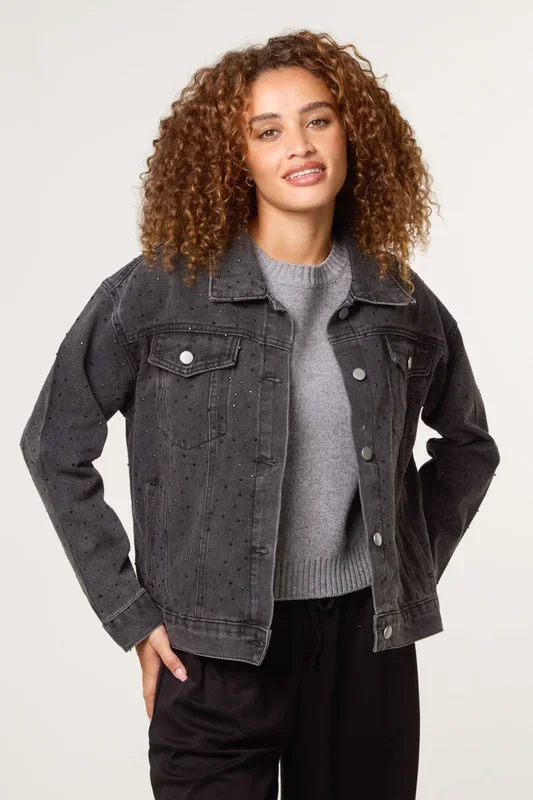 Black Embellished Denim Jacket