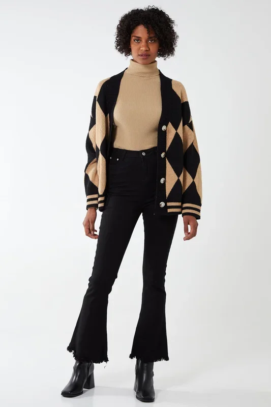 Black High Waist Flare Trousers