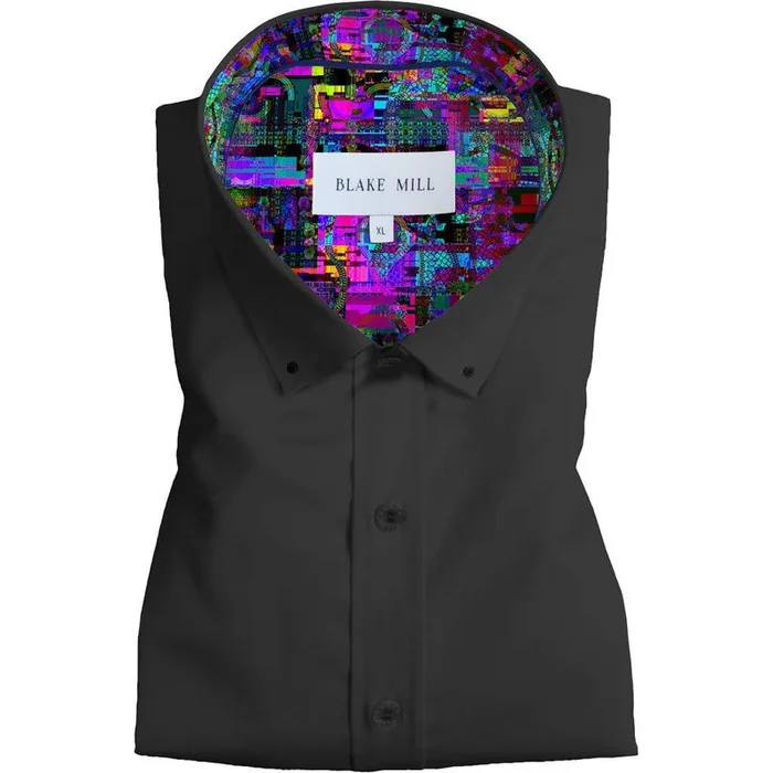 Black with Satellite Interference Button-Down Shirt