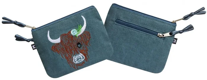 Blue Cow Embroidered Emily Purse
