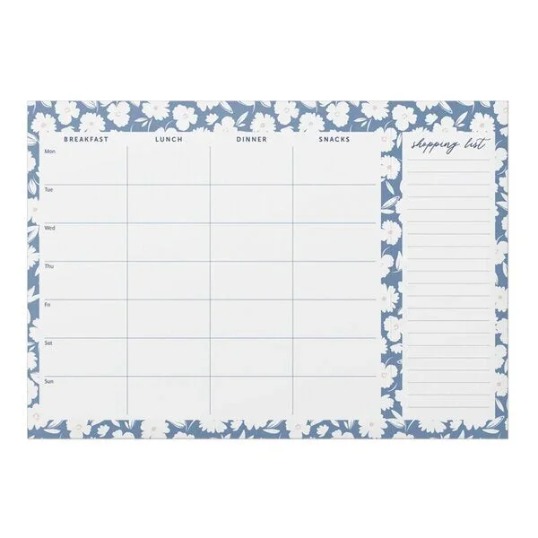 Blue Ditsy Meal Planner Pad