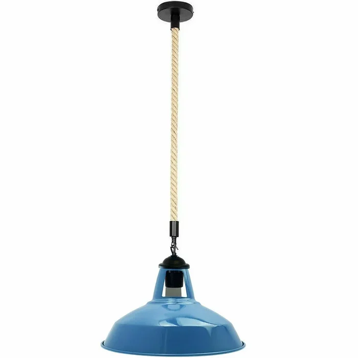 Blue Industrial Hemp Rope Shade Barn Slotted Pendant Light~2151