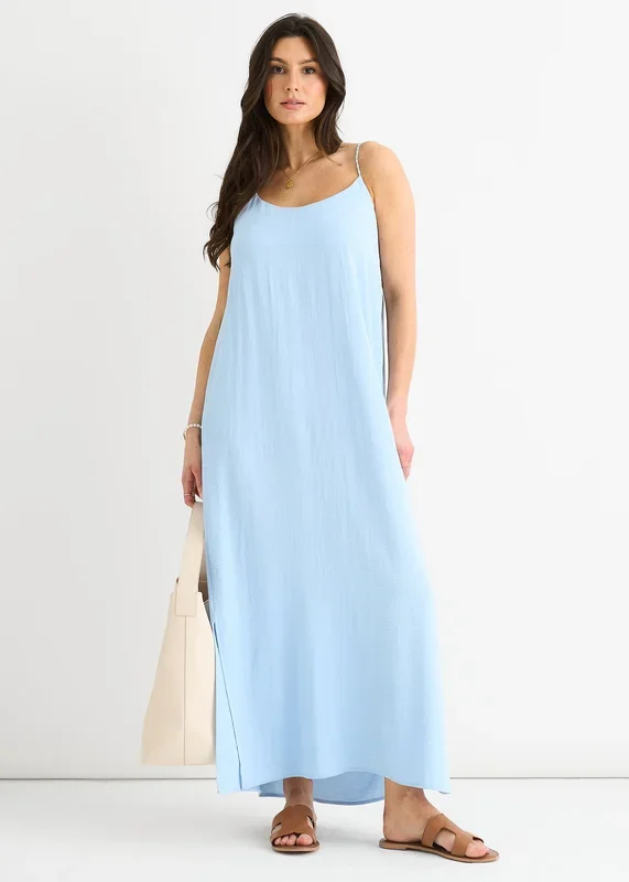 Blue Strappy Cross Back Airflow Oversized dress