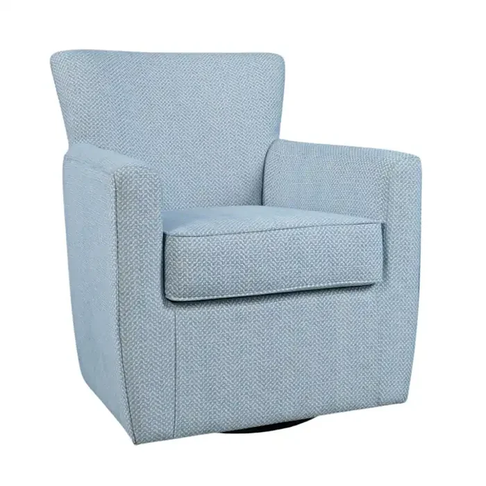 Blue Swivel Accent Chair with Rubberwood and Upholstered Plywood Frame