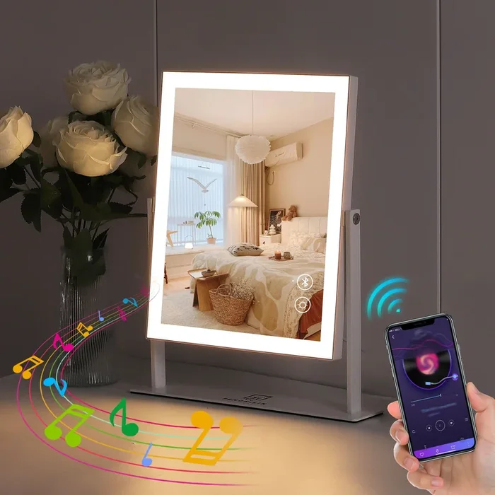 Bluetooth Hollywood LED Light Strip Vanity Mirror for Makeup 25x30cm
