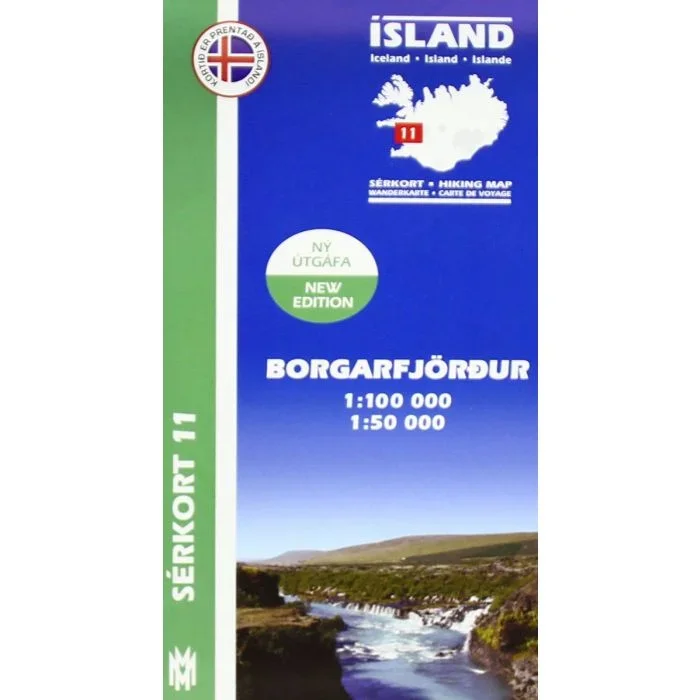 Borgarfjordur Mal og menning Hiking Map 11