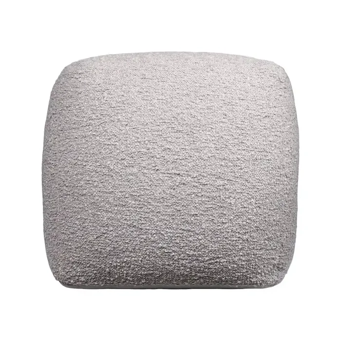 Boucle Performance Indoor Pouf in Gray, 18″ x 18″ x 18″