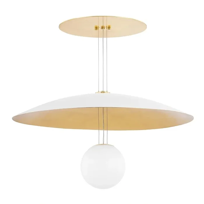 Brim Chandelier In Soft White/Gold Leaf Color