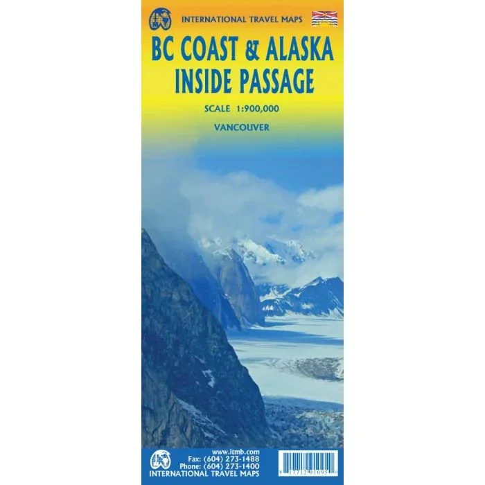 British Columbia Coast & Alaska Inside Passage: Vancouver | ITMB Travel Reference Map USA Canada | 1:900,000