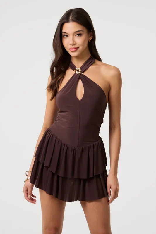 Brown Keyhole Rara Playsuit
