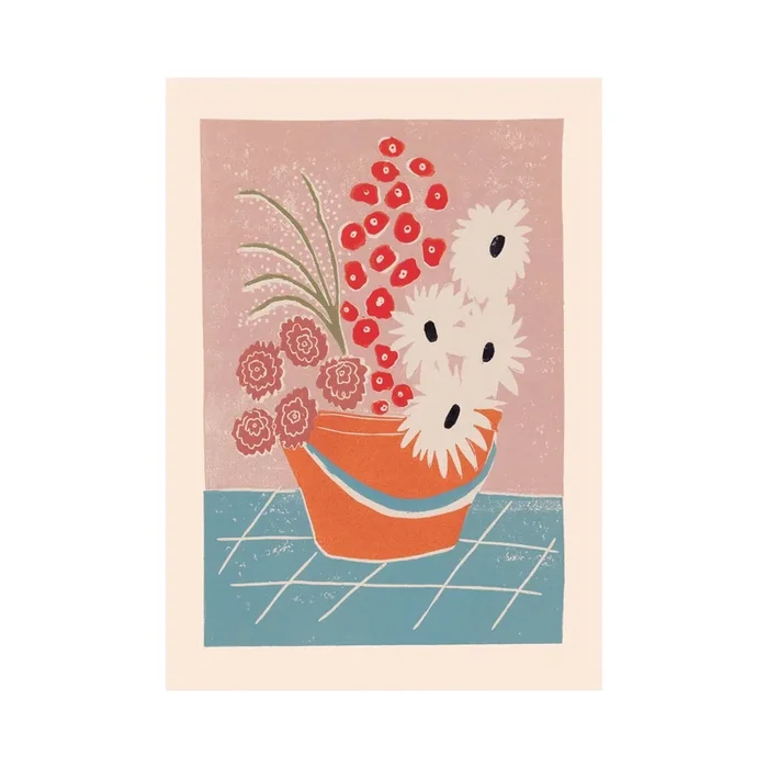 Bucket of Flowers Print