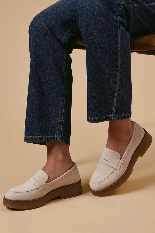 Buttercup Faux Suede Chunky Penny Loafers