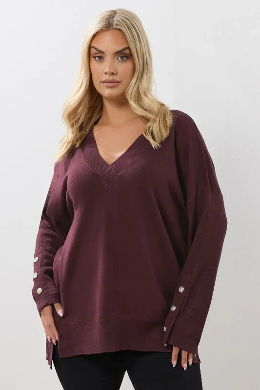 Button V-Neck Jumper