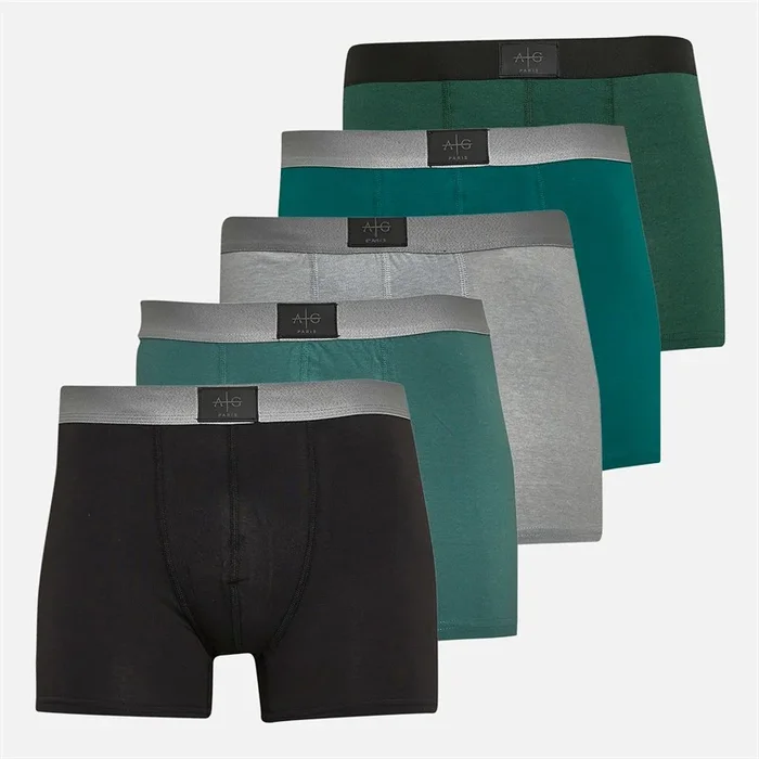 Buy Avant Garde Mens Forest Five Pack Boxer Shorts Moss/Emerald/Silver/Forest/Black