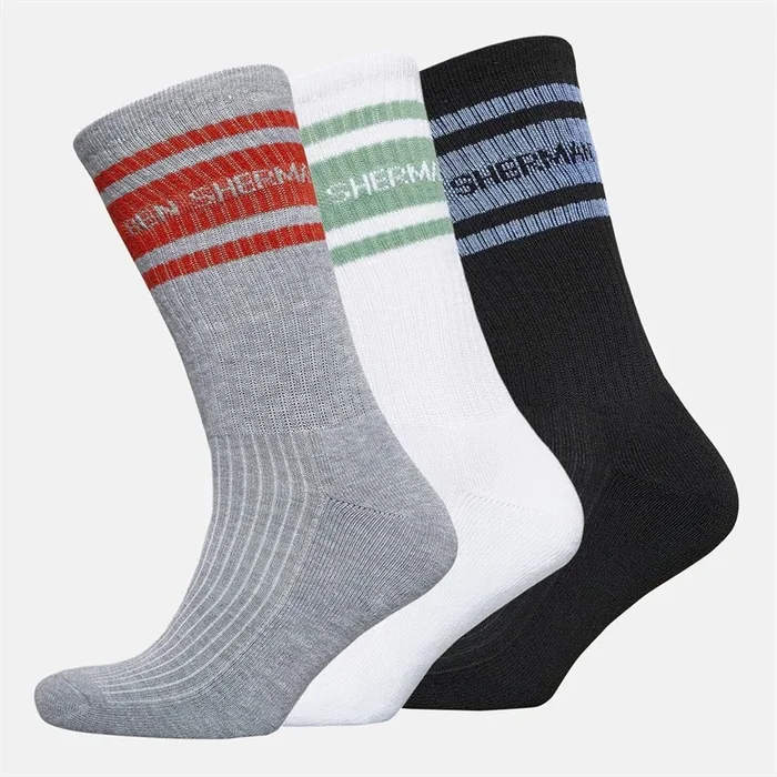 Buy Ben Sherman Mens Comet Three Pack Crew Socks White/Black/Grey