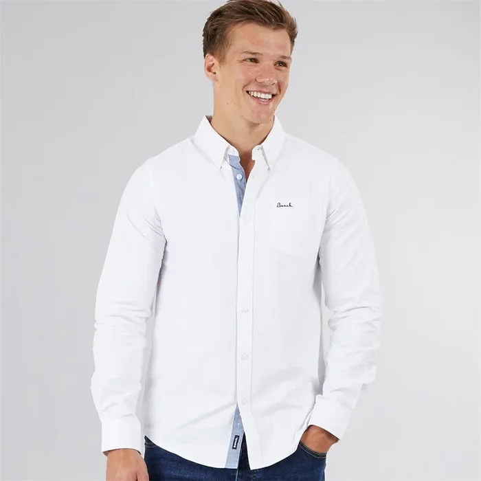 Buy Bench Mens Oxford Long Sleeve Shirt White