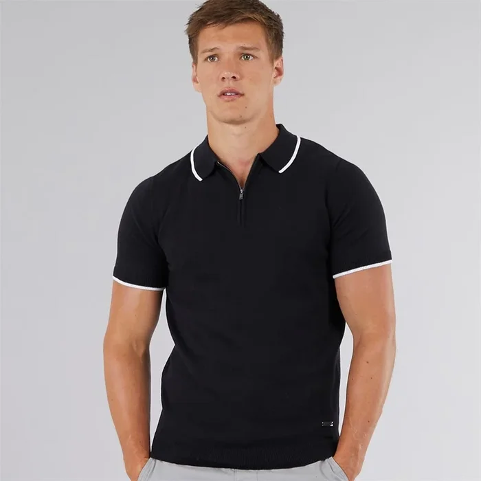 Buy Bench Mens Settio Knitted Polo Black