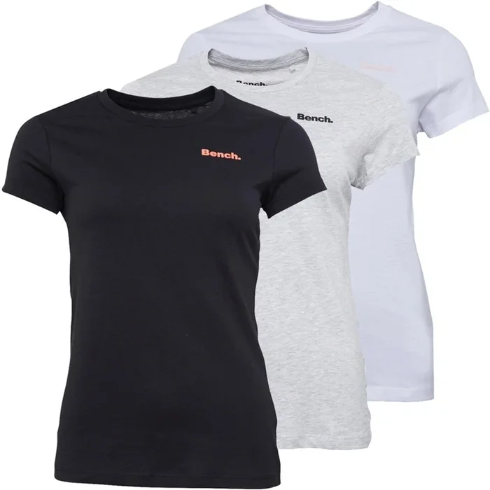 Buy Bench Womens Jada Three Pack T-Shirts Black/Grey Marl/White