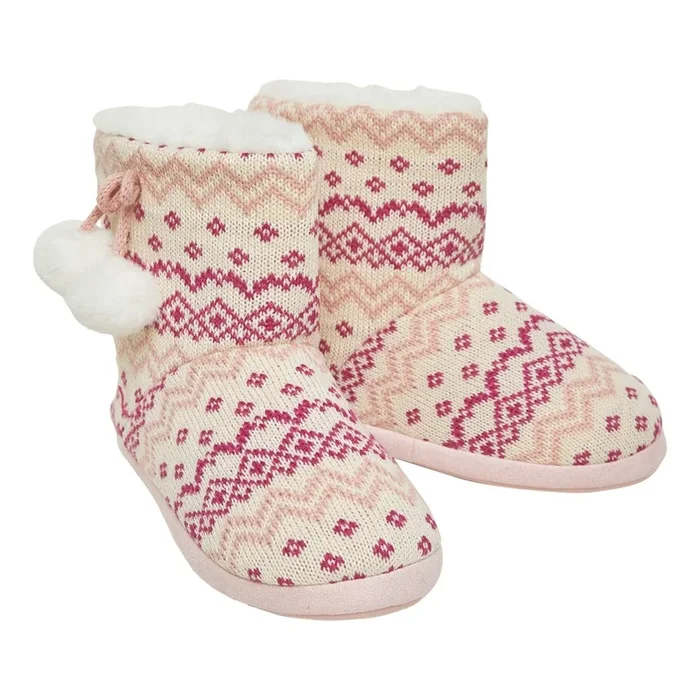 Buy Board Angels Girls Fairisle Bootee Slippers Pink