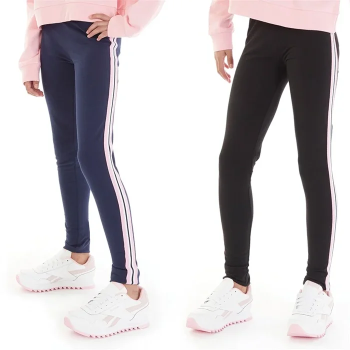 Buy Board Angels Girls Two Pack Side Stripe Leggings Navy/Black