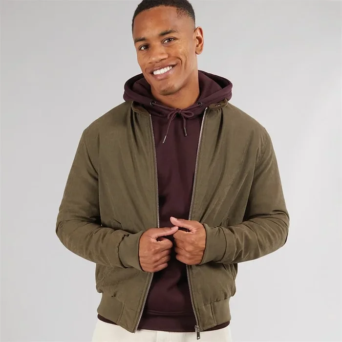 Buy Brave Soul Mens Derwent Bomber Jacket Khaki