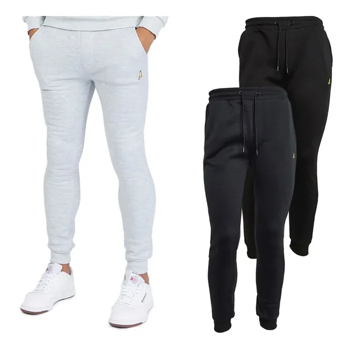 Buy Brave Soul Mens Disorder Three Pack Joggers Jet Black/Light Grey/Navy