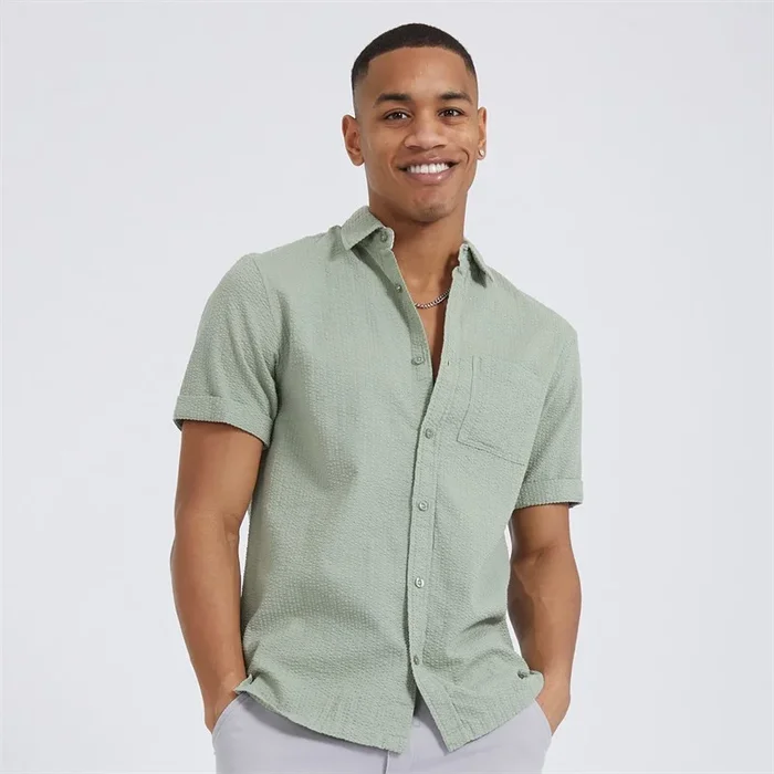 Buy Brave Soul Mens Gilles Short Sleeve Shirt Mint