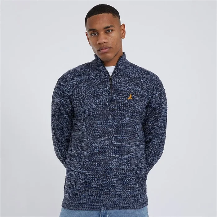 Buy Brave Soul Mens Quarrie 1/4 Zip Funnel Neck Jumper Navy/Blue