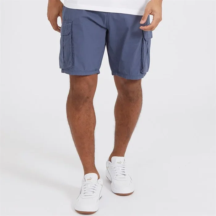 Buy Brave Soul Mens Riverwood Cargo Shorts Blue