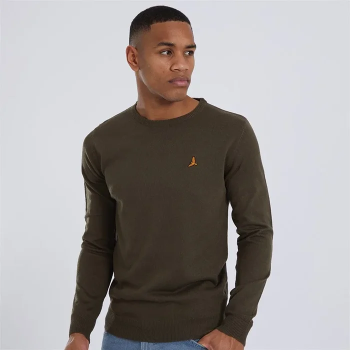 Buy Brave Soul Mens Theory Crew Neck Jumper Khaki