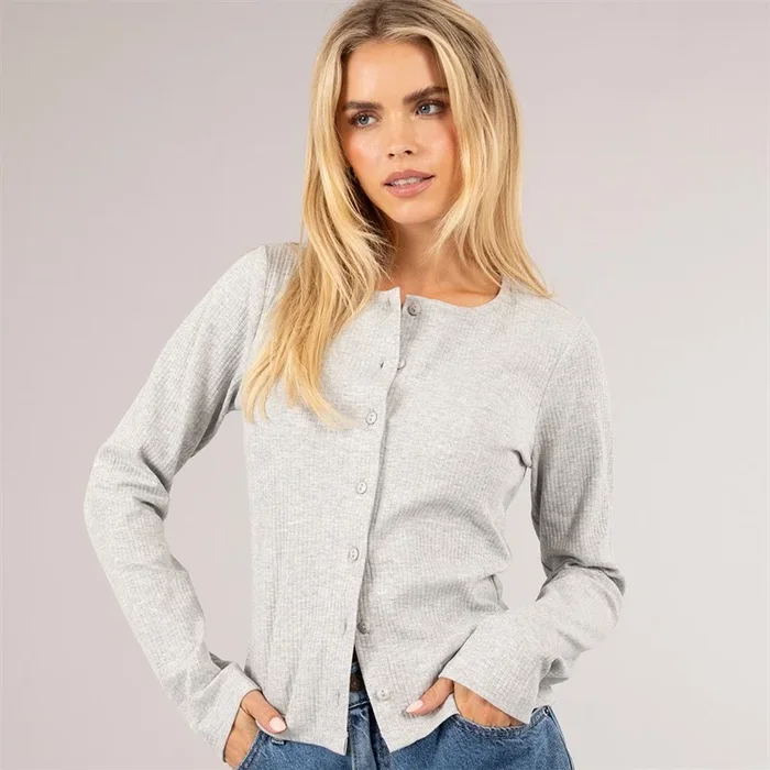Buy Brave Soul Womens Ellie Ribbed T-Shirt Grey Marl
