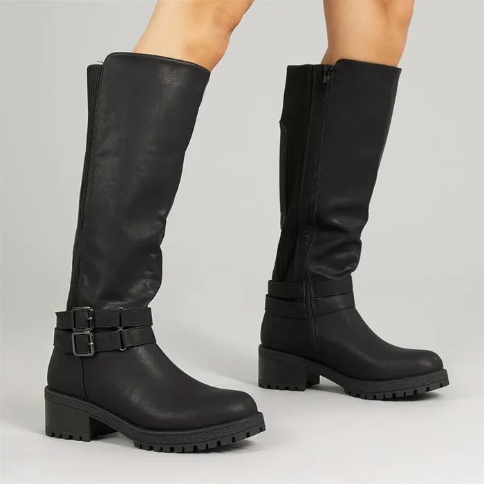 Buy Brave Soul Womens Nora Knee High Boots Black