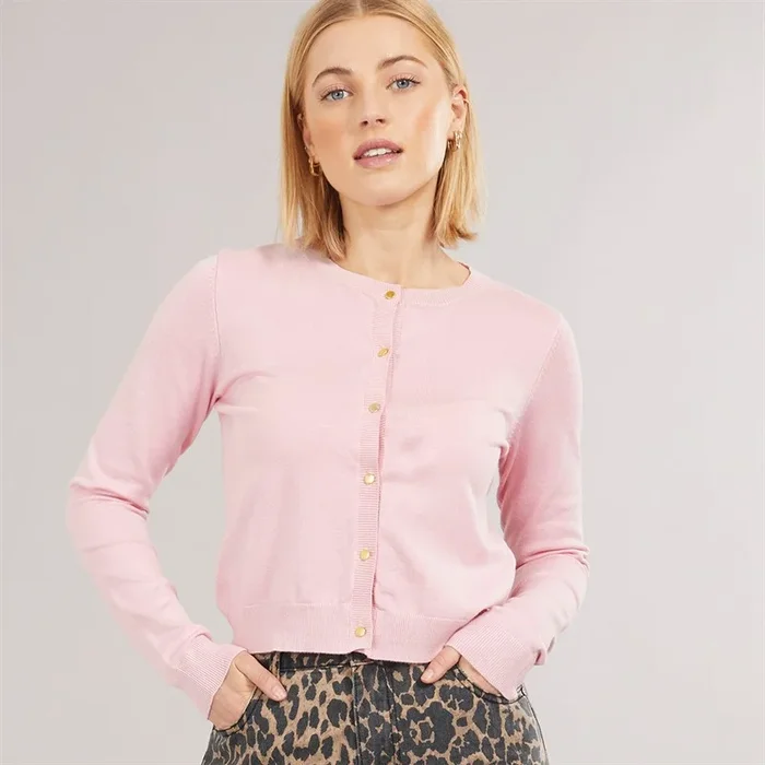 Buy Brave Soul Womens Smarter Crew Neck Cardigan Pink