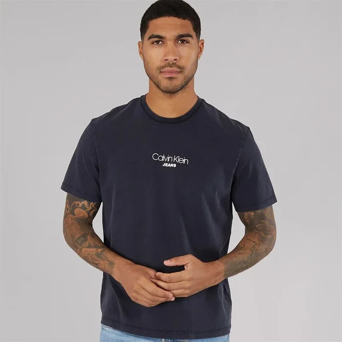 Buy Calvin Klein Jeans Mens Acid Wash T-Shirt Sky Captain