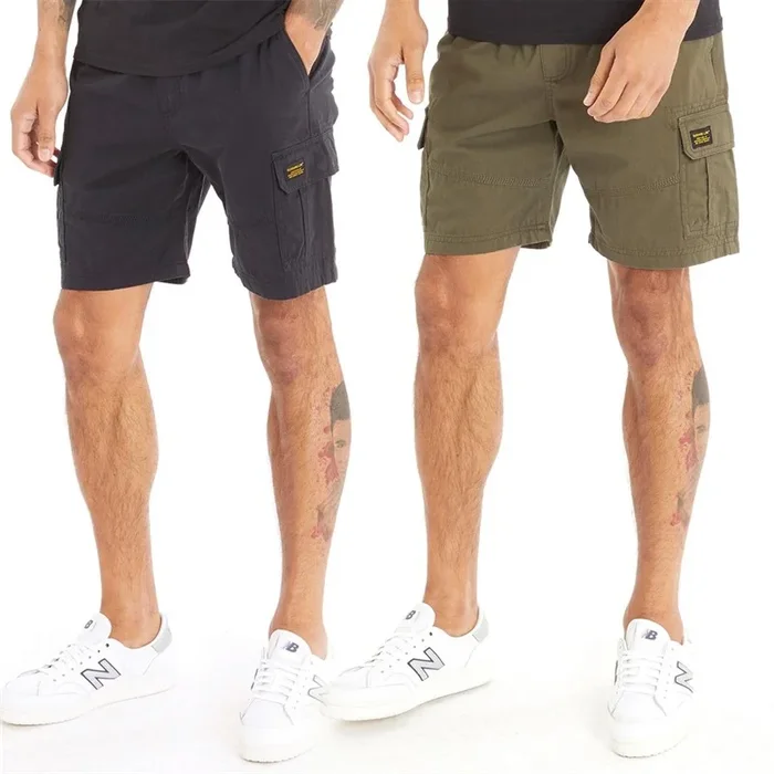 Buy Closure London Mens Two Pack Utility Cargo Shorts Black/Khaki