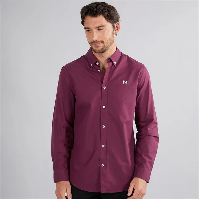 Buy Crew Clothing Mens Puppytooth Oxford Shirt Rumba Red/Heritage Navy
