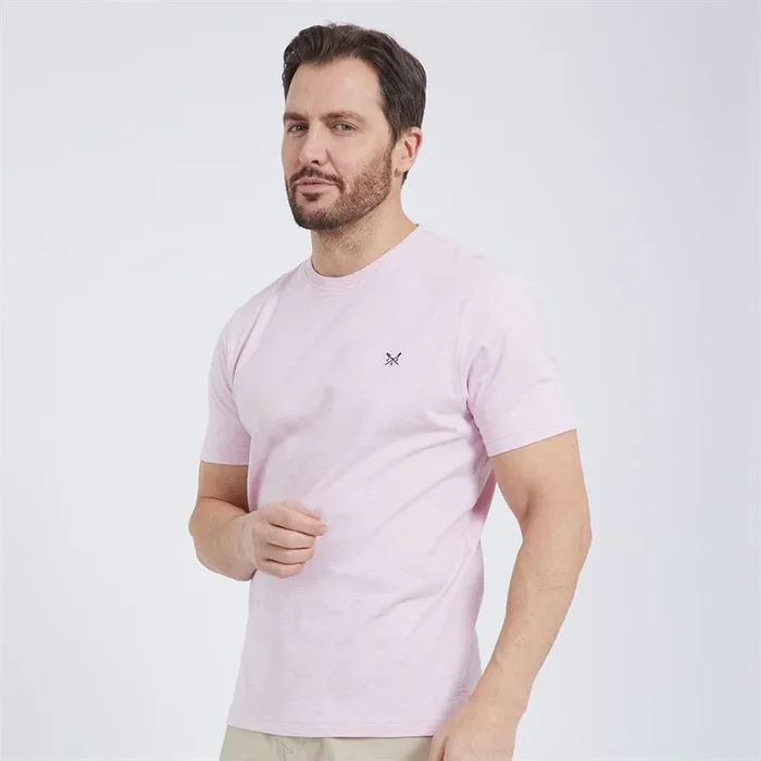 Buy Crew Clothing Mens Round Neck T-Shirt Pink Lady Marl