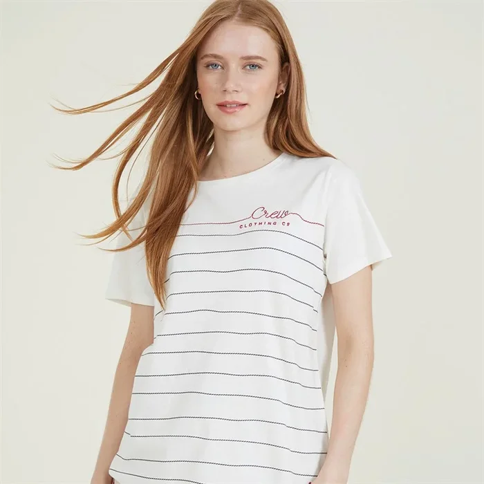 Buy Crew Clothing Womens Rope T-Shirt White Linen