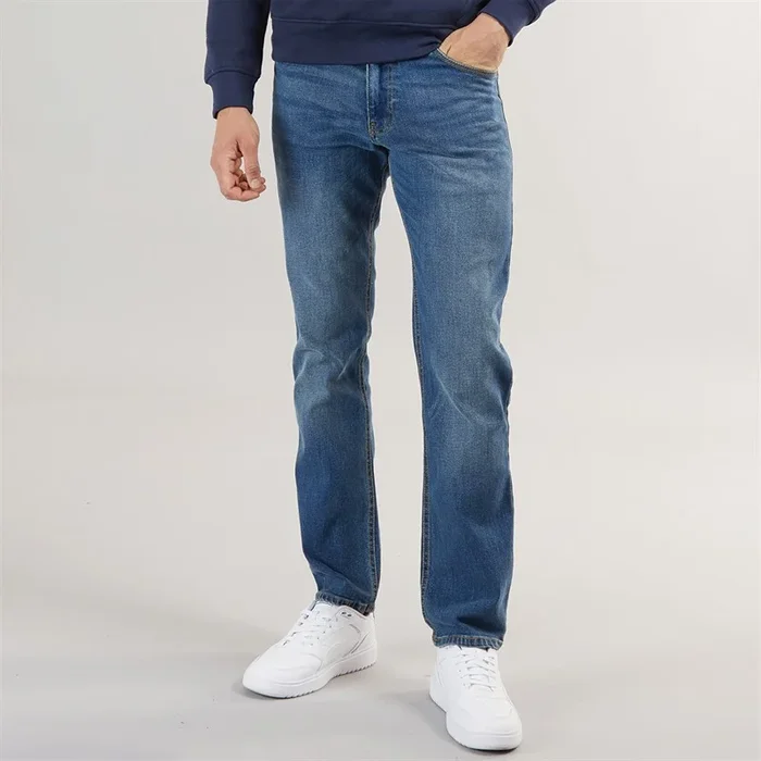 Buy Crosshatch Mens Chas Straight Fit Jeans Mid Wash