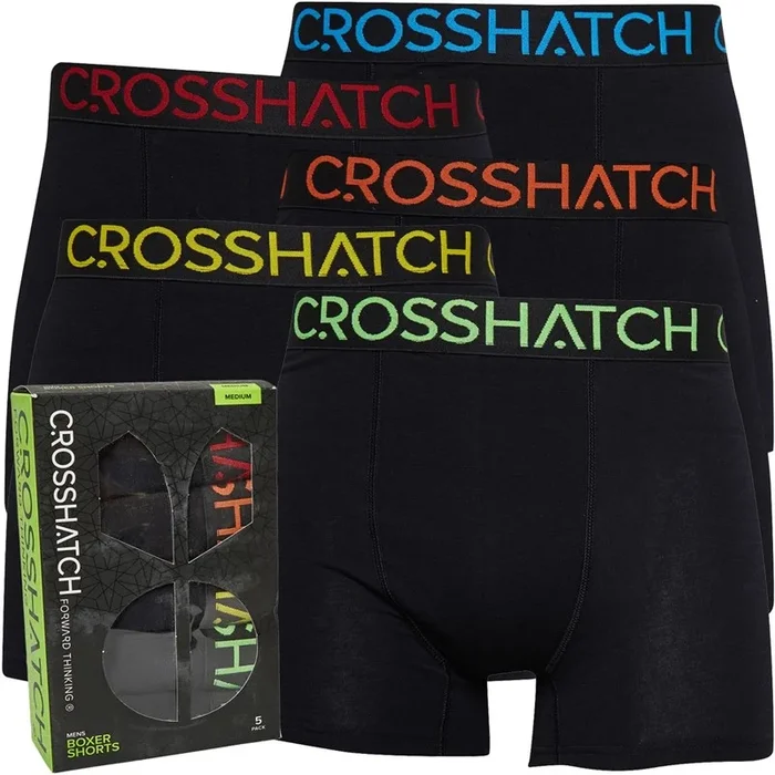 Buy Crosshatch Mens Chasma Five Pack Boxers Black