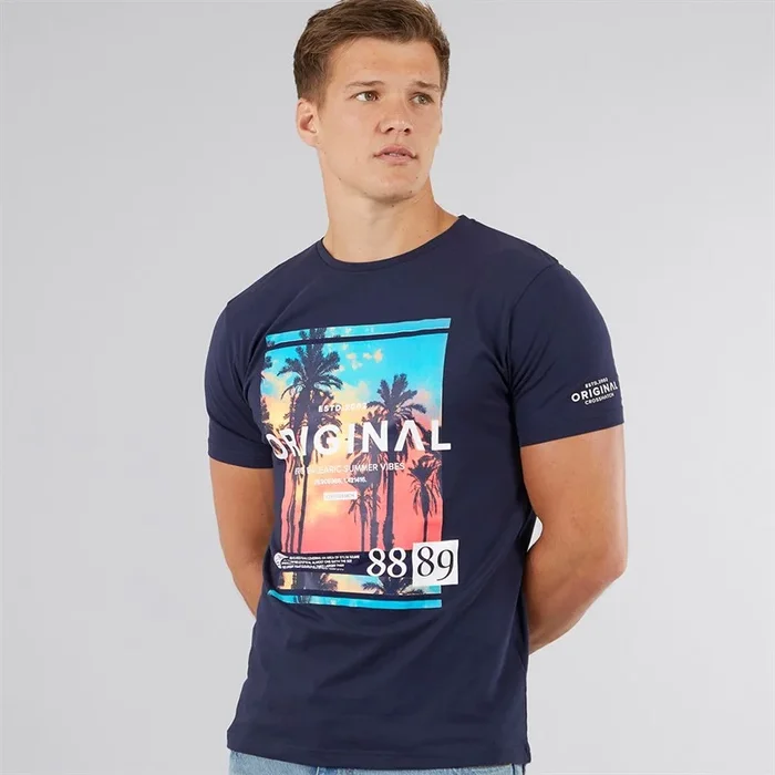Buy Crosshatch Mens Summevibe T-Shirt Navy