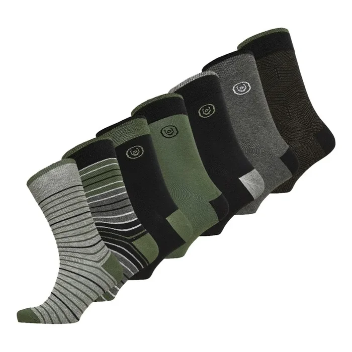 Buy Duck and Cover Mens Bellion Olive Seven Pack Socks Assorted