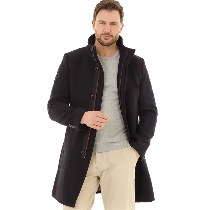 Buy Feraud Mens Premium Funnel Neck Car Coat Navy